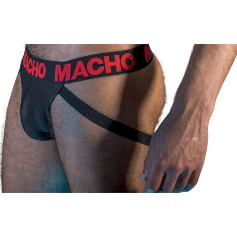 Jockstrap semi-transparent noir et rouge — MACHO UNDERWEAR