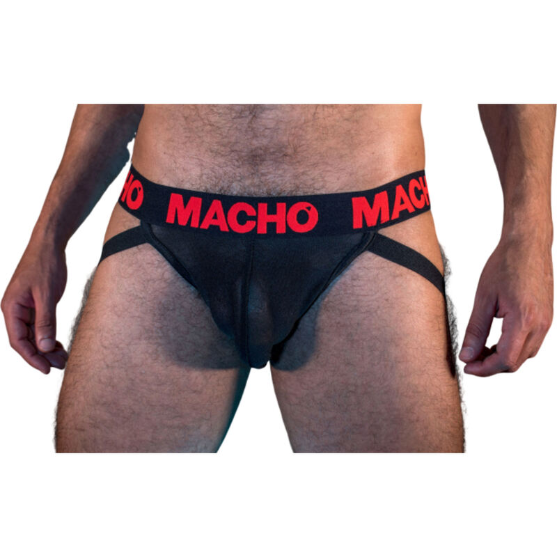 Jockstrap semi-transparent ajusté noir et rouge — MACHO UNDERWEAR