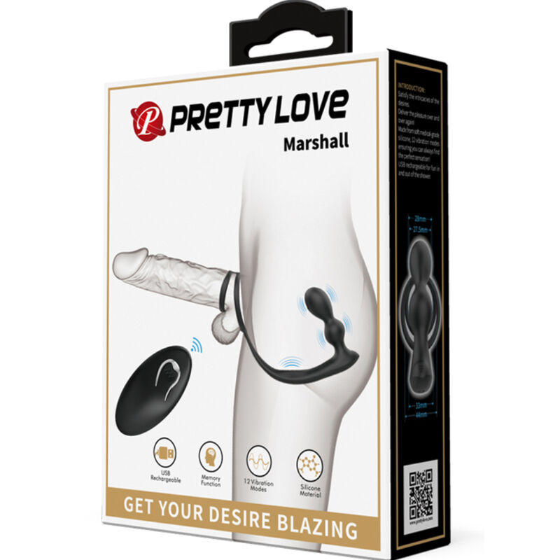 Anneau pénien et plug anal vibrant télécommandé — PRETTY LOVE MALE