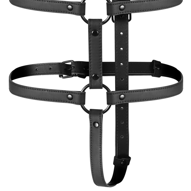 Harnais réglable torse et bras en cuir végétalien — FETISH SUBMISSIVE BONDAGE