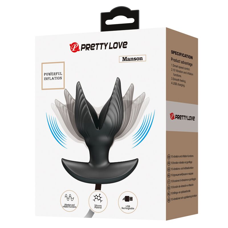 Plug anal gonflable vibrant rechargeable — PRETTY LOVE BOTTOM