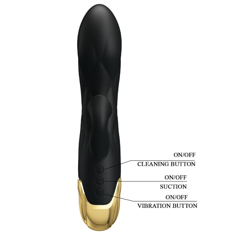 Vibrateur de luxe rechargeable noir plaqué or — PRETTY LOVE C-TYPE