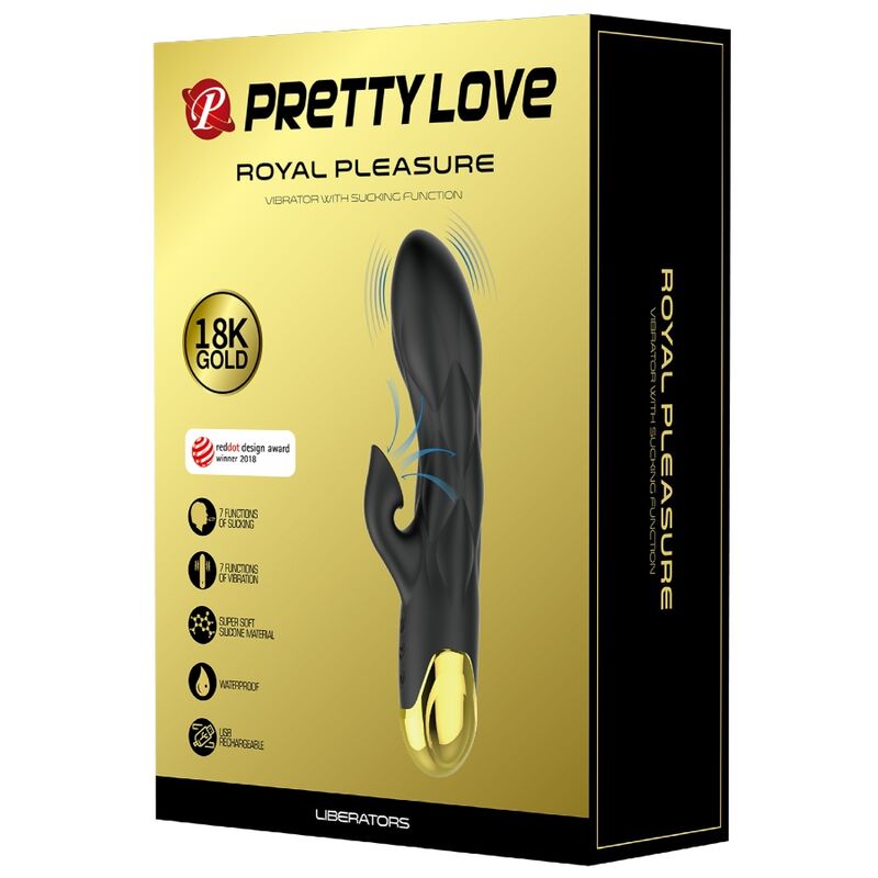 Vibrateur de luxe rechargeable noir plaqué or — PRETTY LOVE C-TYPE