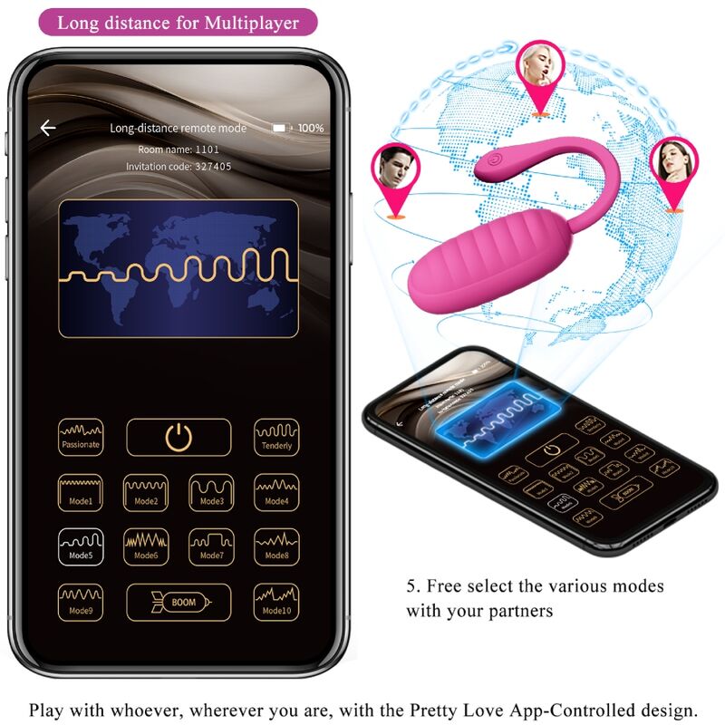 Œuf vibrant rechargeable Catalina rose avec application — PRETTY LOVE SMART