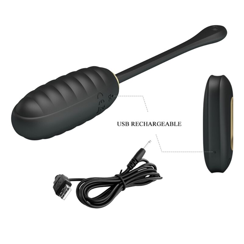 Œuf vibrant rechargeable de luxe noir avec télécommande — PRETTY LOVE SMART