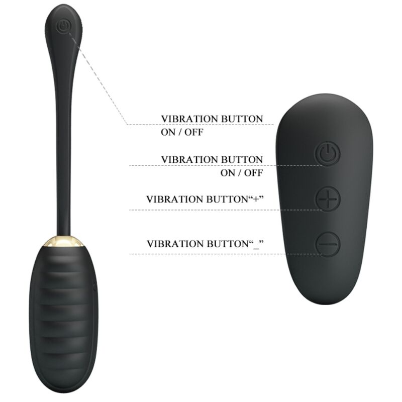 Œuf vibrant rechargeable de luxe noir avec télécommande — PRETTY LOVE SMART