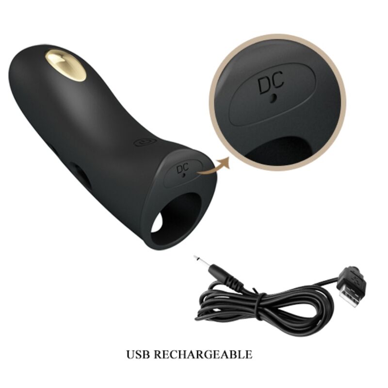 Couvre-doigts électro-stimulant rechargeable noir — PRETTY LOVE MALE