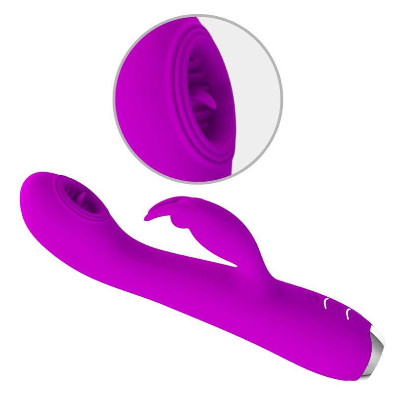 Vibrateur rechargeable avec stimulateur lingual et ventouse — PRETTY LOVE C-TYPE