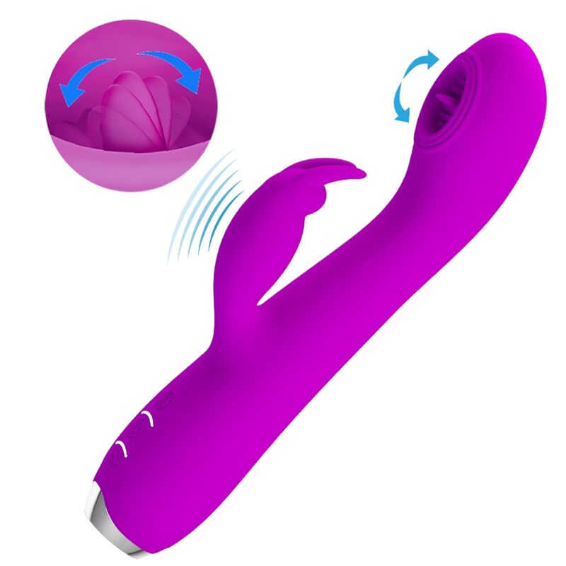 Vibrateur rechargeable avec stimulateur lingual et ventouse — PRETTY LOVE C-TYPE