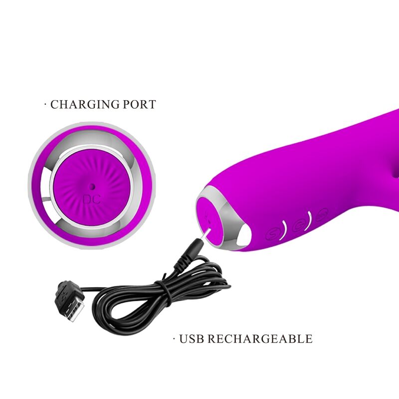 Vibrateur rechargeable avec stimulateur lingual et ventouse — PRETTY LOVE C-TYPE