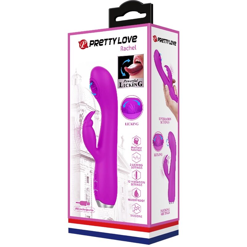 Vibrateur rechargeable avec stimulateur lingual et ventouse — PRETTY LOVE C-TYPE