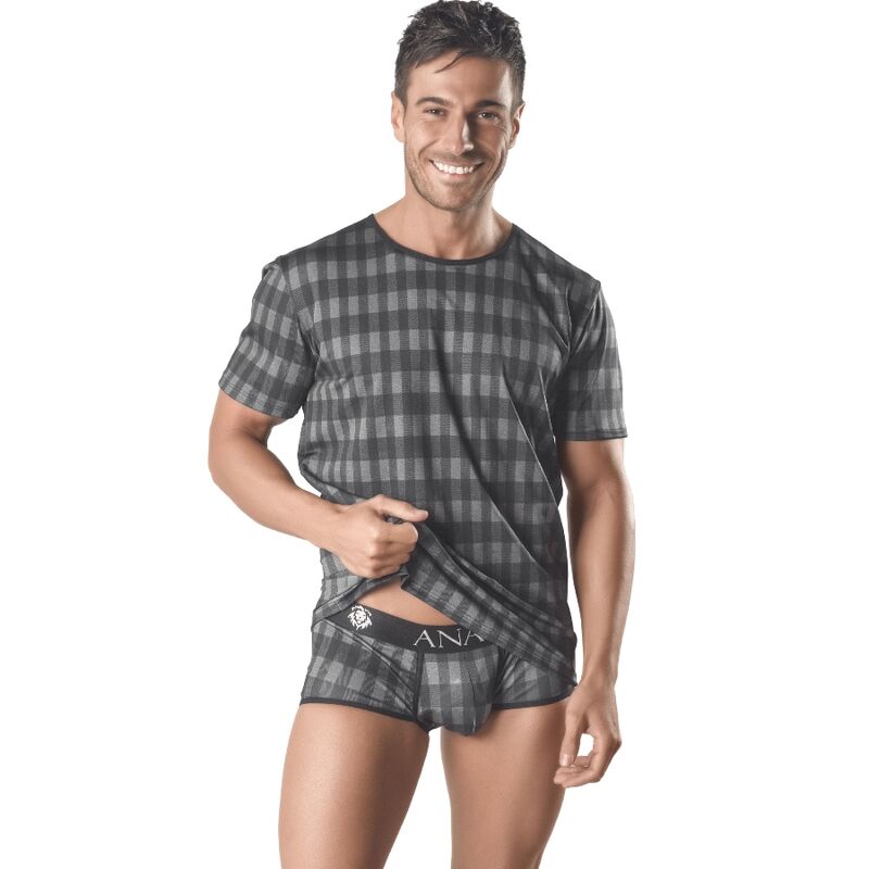 T-shirt Aegis à carreaux gris — ANAIS MEN ACCESORIES