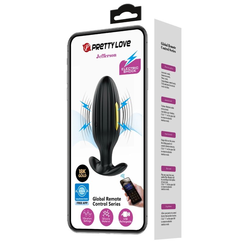 Plug anal connecté contrôlé par application Jefferson noir — PRETTY LOVE BOTTOM