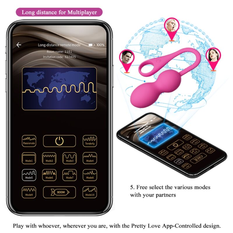 Balles de Kegel vibrantes rechargeables avec application — PRETTY LOVE SMART