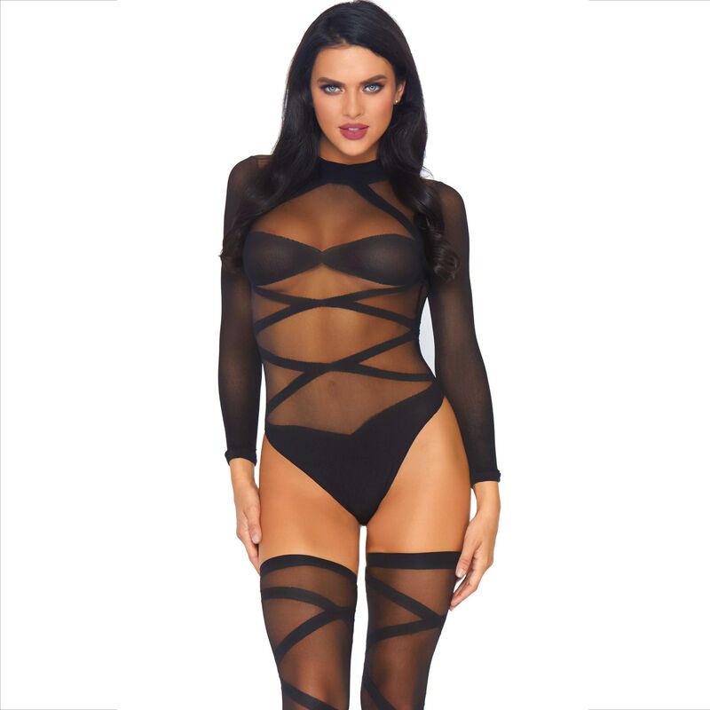Ensemble corps et cuissard 2 pièces transparent opaque — LEG AVENUE SETS