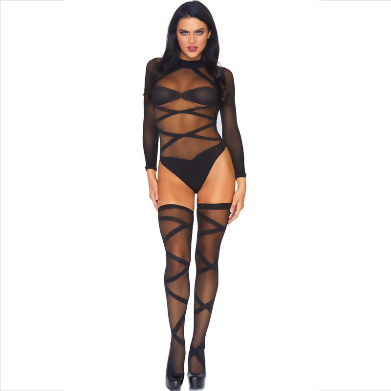Ensemble corps et cuissard 2 pièces transparent opaque — LEG AVENUE SETS