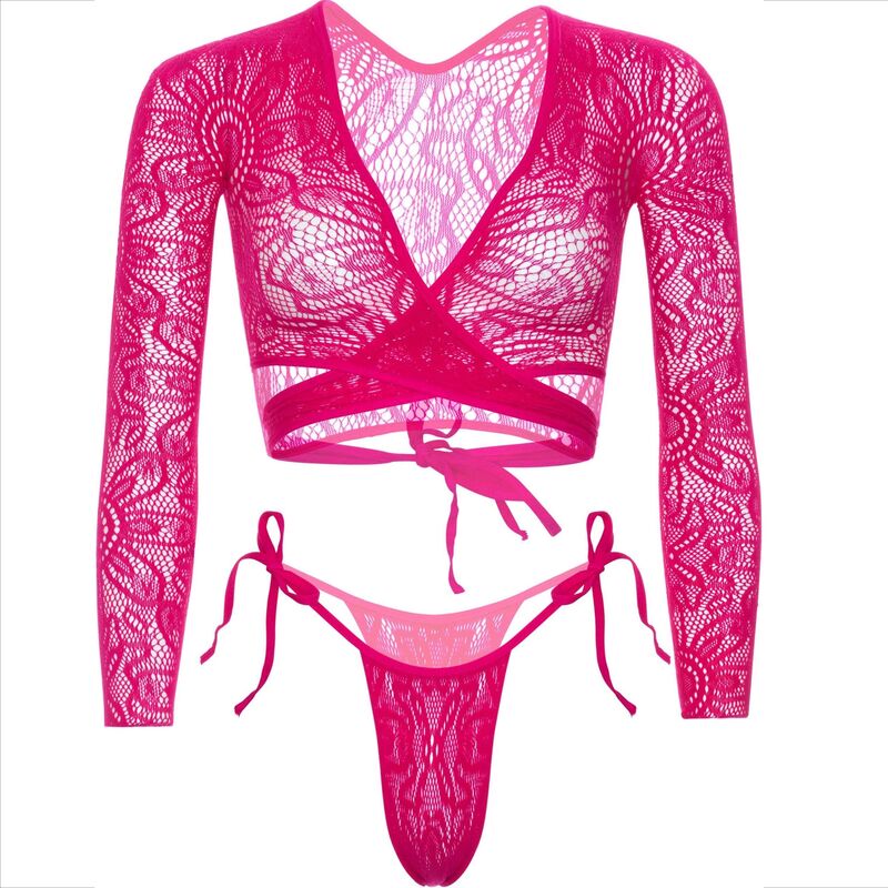 Ensemble dentelle haut court et string noué côtés — LEG AVENUE SETS