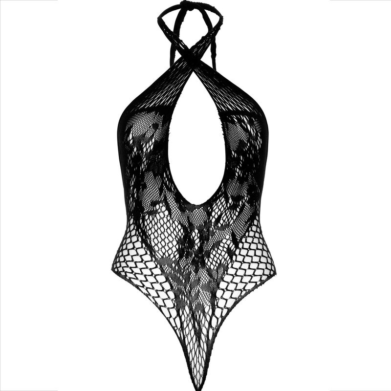 Teddy croisé dos nu avec dentelle noire — LEG AVENUE TEDDIES