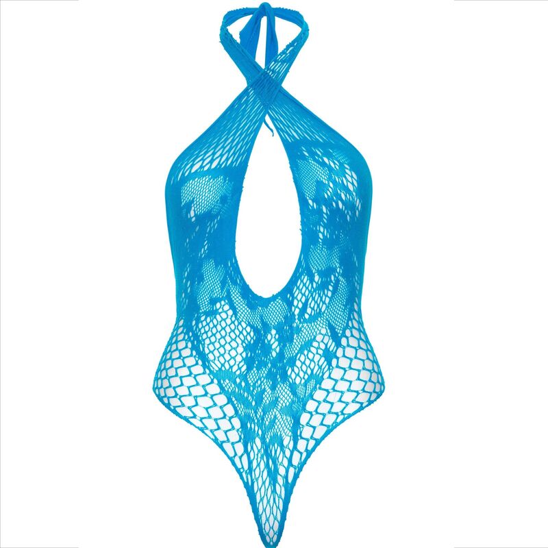 Teddy croisé dos nu en dentelle bleue — LEG AVENUE TEDDIES
