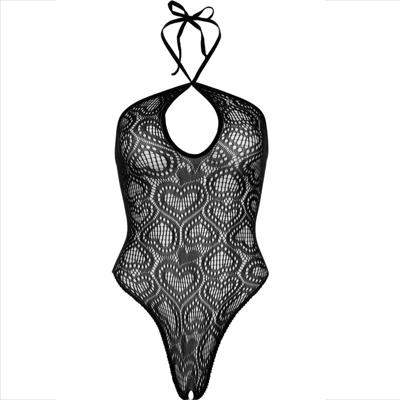 Body sans couture en dentelle, col haltère et dos nu — LEG AVENUE BODYSTOCKINGS