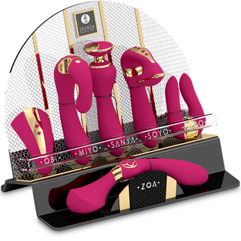 Présentoir de 6 masseurs intimes fuchsia — SHUNGA TOYS