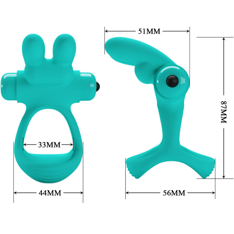 Anneau vibrant avec stimulant clitoridien lapin vert — PRETTY LOVE MALE