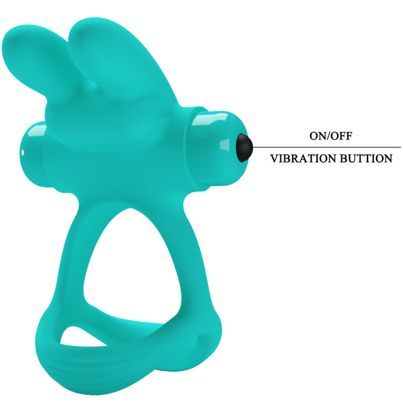 Anneau vibrant avec stimulant clitoridien lapin vert — PRETTY LOVE MALE