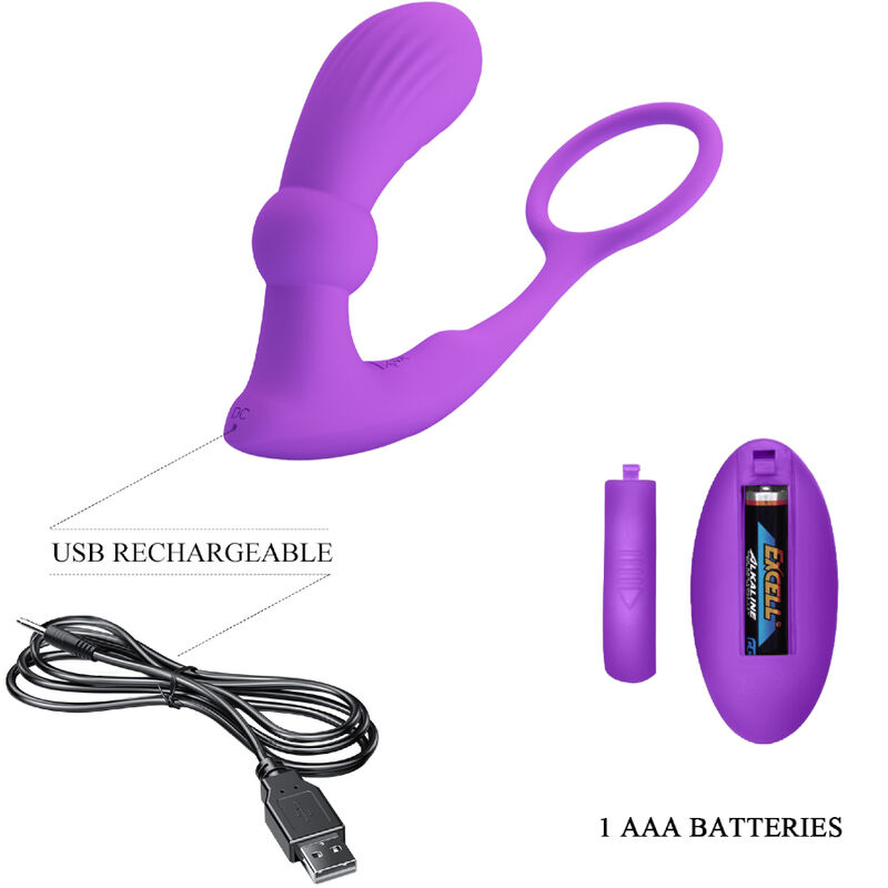 Bague Warren vibrante et plug anal violet — PRETTY LOVE BOTTOM