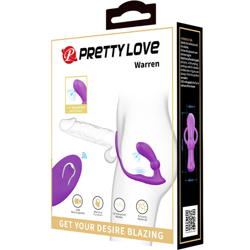 Bague Warren vibrante et plug anal violet — PRETTY LOVE BOTTOM