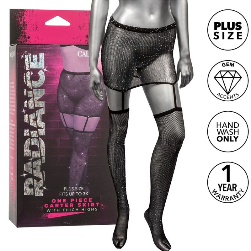 Ensemble jupe jarretières et bas cuisses Radiance grande taille — CALEXOTICS