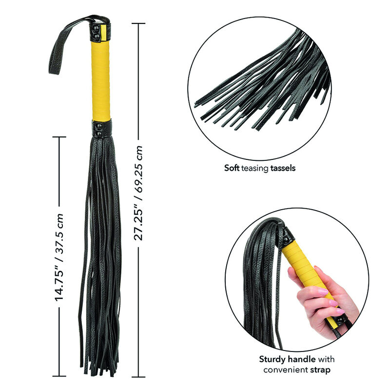 Fouet BDSM à pompons en cuir végétalien — CALEXOTICS