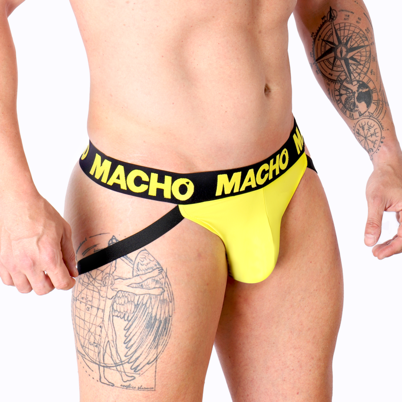 Jock en lycra jaune à fesses ouvertes — MACHO UNDERWEAR