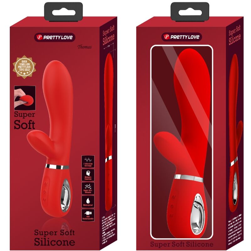 Vibromasseur G-spot multifonction à oreilles de lapin rouge — PRETTY LOVE FLIRTATION