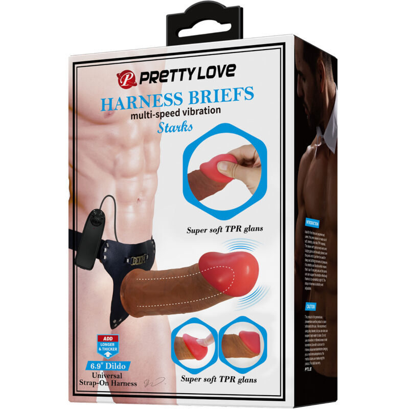 Harnais-dildo vibrant multi-vitesses 17,5 cm marron clair — Pretty Love Party Up