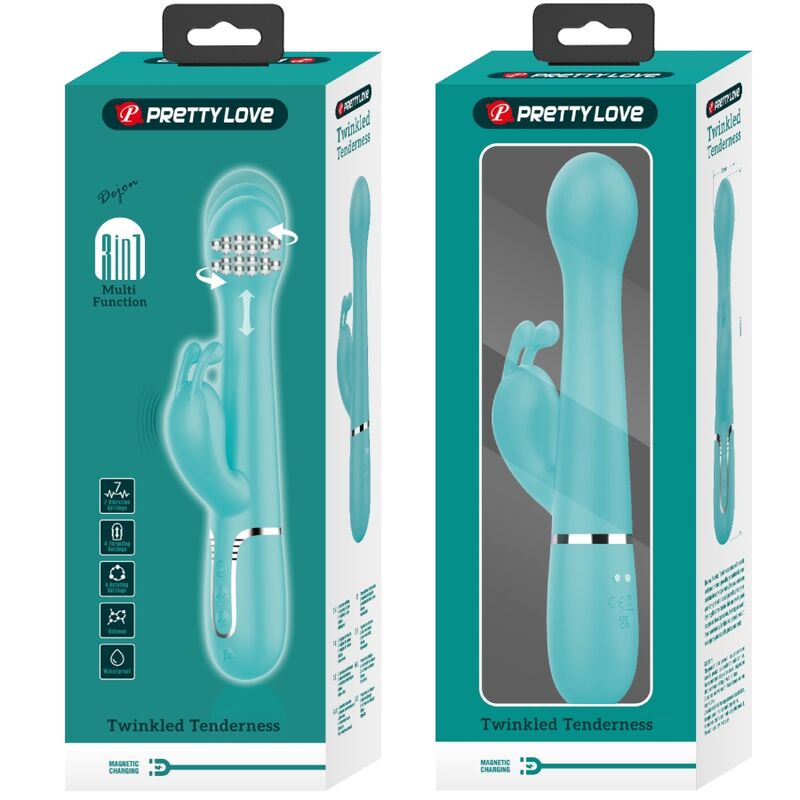 Vibrateur rabbit 3-en-1 multifonction vert aqua — PRETTY LOVE FLIRTATION