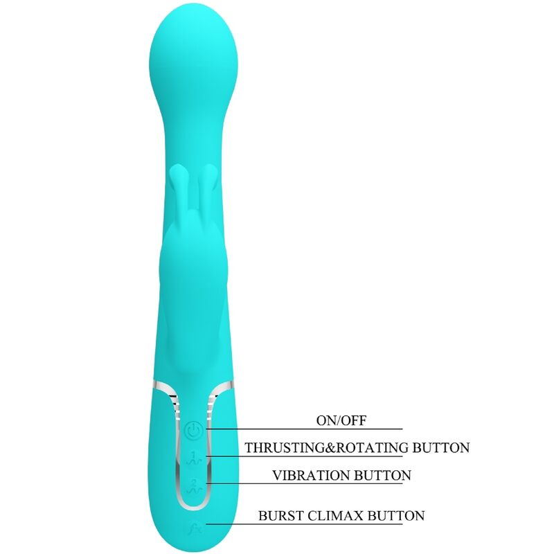 Vibrateur rabbit 3-en-1 multifonction vert aqua — PRETTY LOVE FLIRTATION