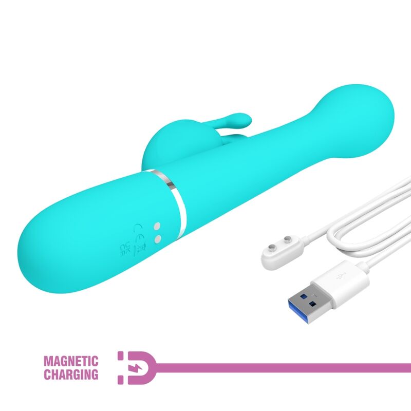 Vibrateur rabbit 3-en-1 multifonction vert aqua — PRETTY LOVE FLIRTATION