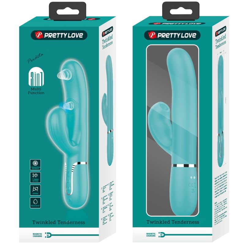 Vibromasseur rabbit 3-en-1 point g vert aqua — PRETTY LOVE FLIRTATION