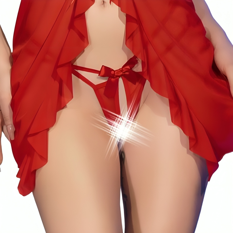 Babydoll et string en dentelle rouge avec entrejambe ouvert — CHILIROSE BABYDOLLS