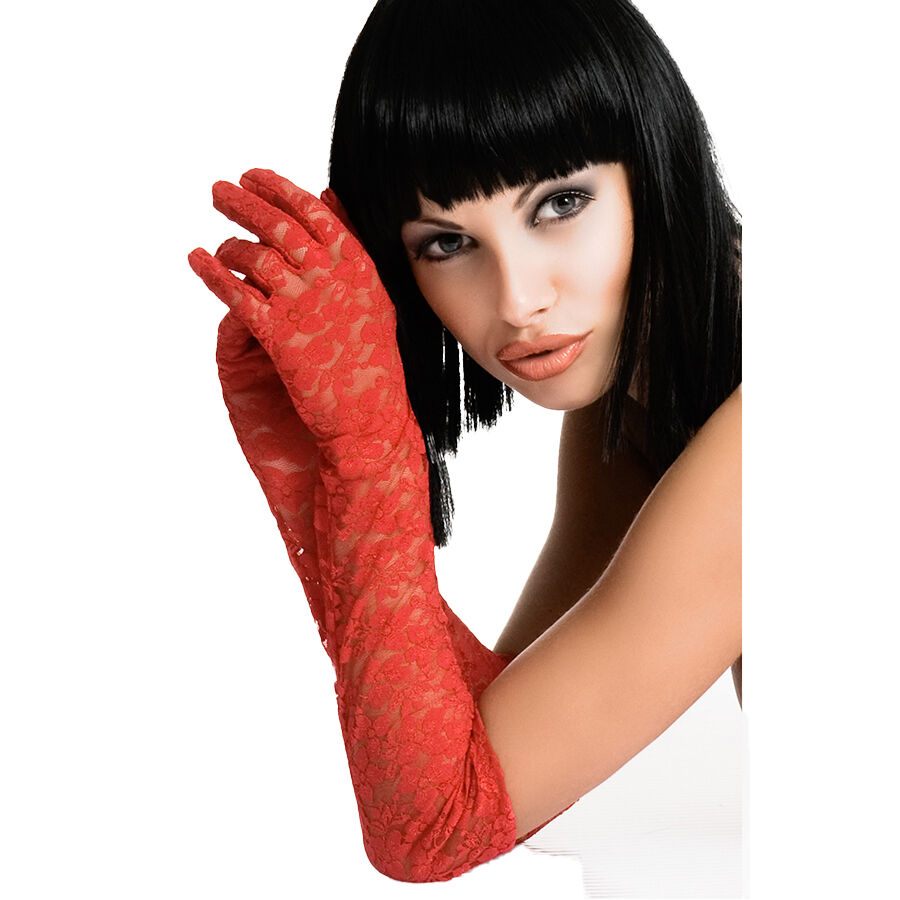 Gants en dentelle glamour rouge — CHILIROSE ACCESORIES