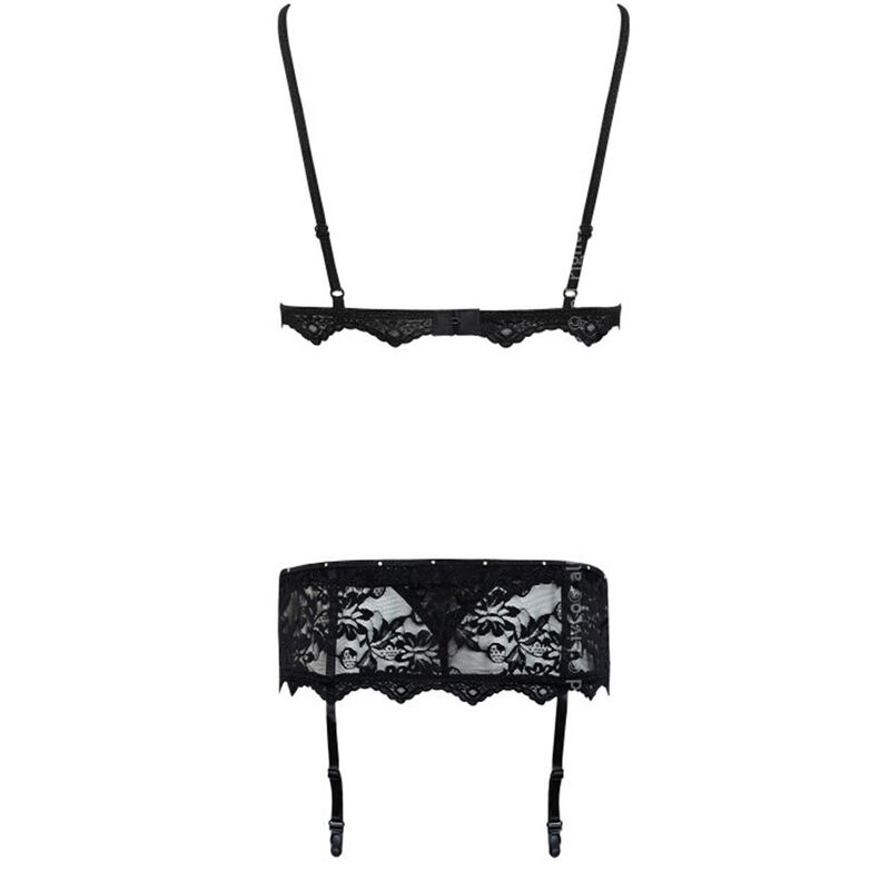 Black Lace Lingerie Set — Bra, Briefs & Suspender Belt — LIVCO CORSETTI SETS