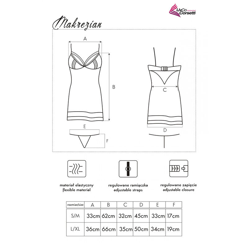 Ensemble chemise et string en dentelle et maille noire — LIVCO CORSETTI SETS