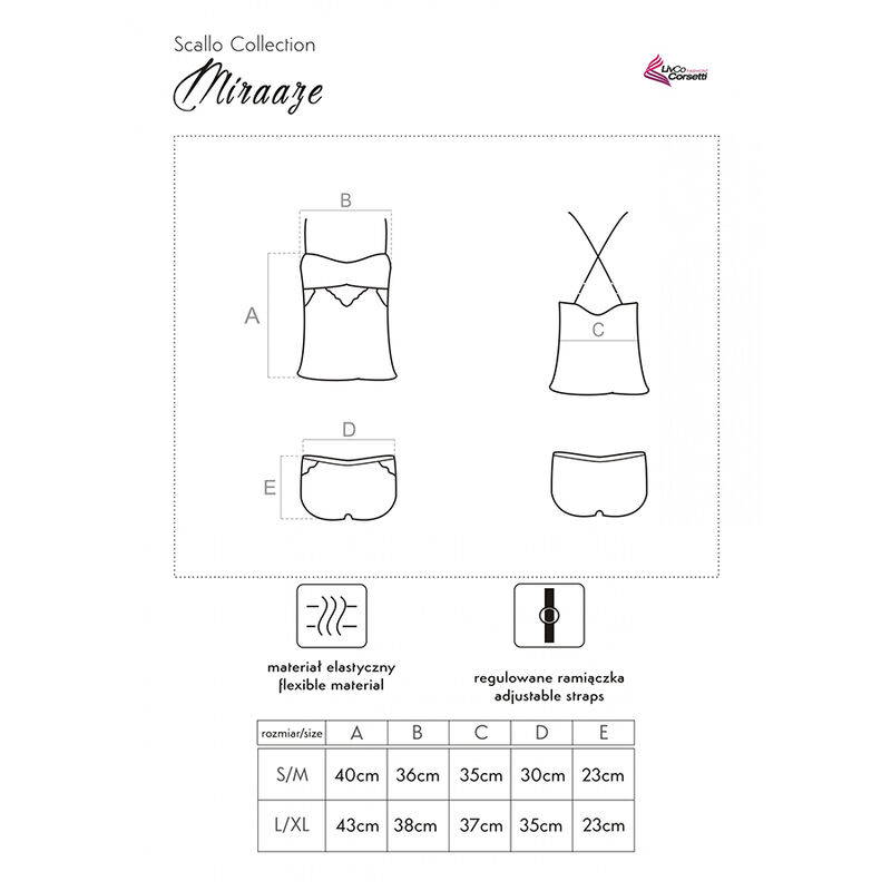 Set aus schwarzem Spitzen-T-Shirt und Shorts — LIVCO CORSETTI SETS