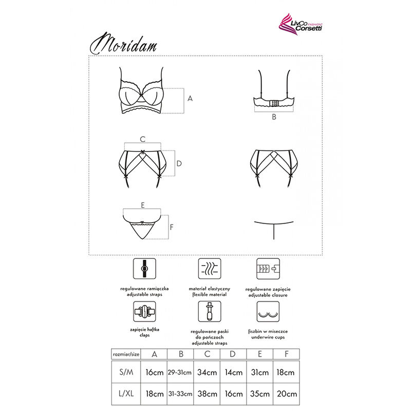 Set di pizzo nero reggiseno, giarrettiera e slip — LIVCO CORSETTI SETS