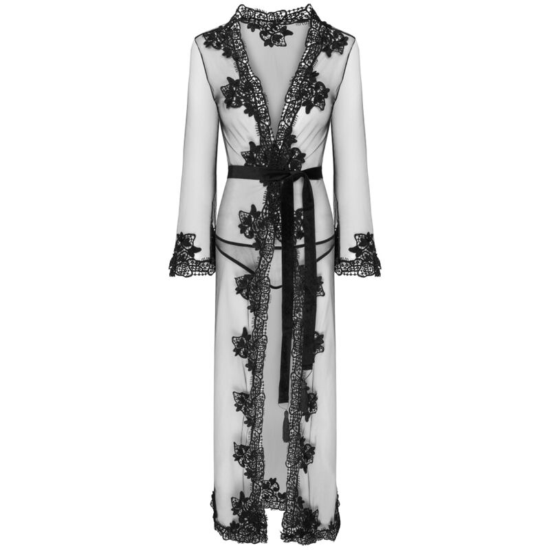 Schwarzes Stickereiset mit Negligee und Slip — LIVCO CORSETTI SETS