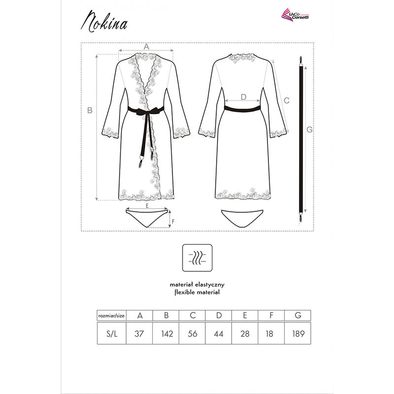 Schwarzes Stickereiset mit Negligee und Slip — LIVCO CORSETTI SETS