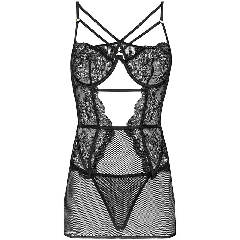 Ensemble nuisette et string en dentelle noire — LIVCO CORSETTI SETS