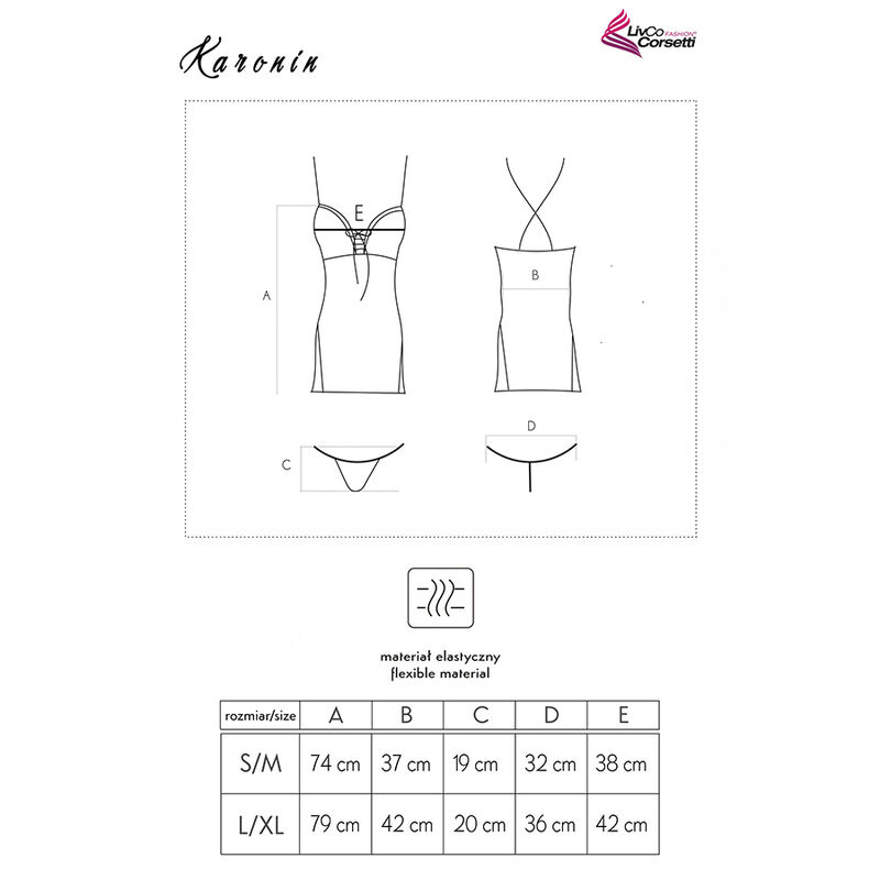 Ensemble chemise de nuit et string dentelle noir et rose — LIVCO CORSETTI SETS