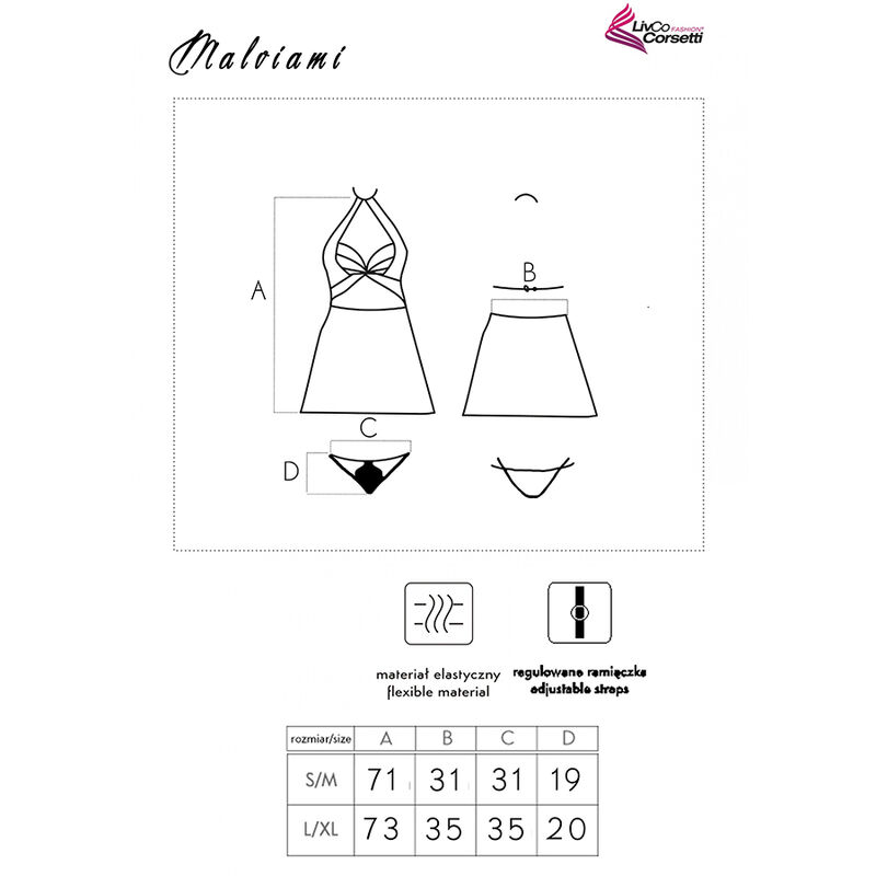 Malviami Schwarz Spitzen-Chemise & Slip Set — LIVCO CORSETTI SETS