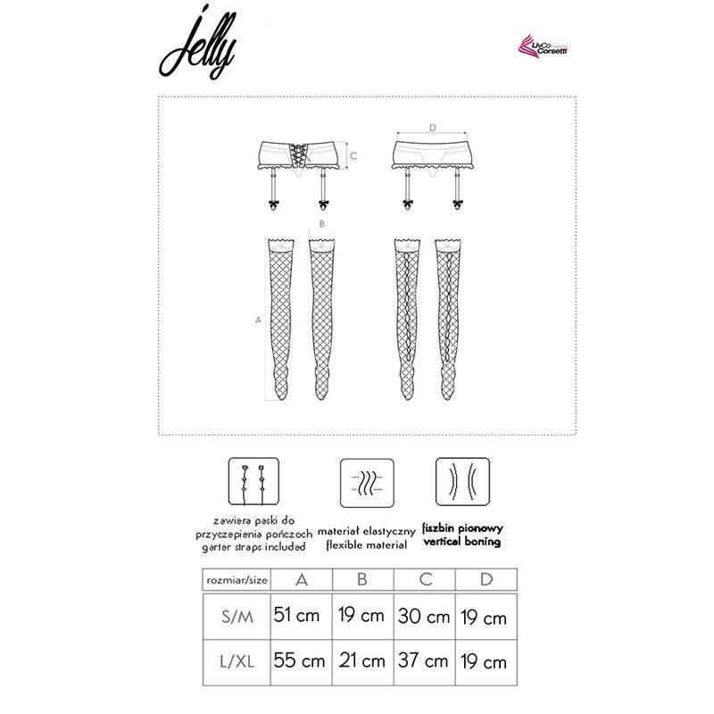 Porte-jarretelles dentelle noire et bas résille — LIVCO CORSETTI SETS
